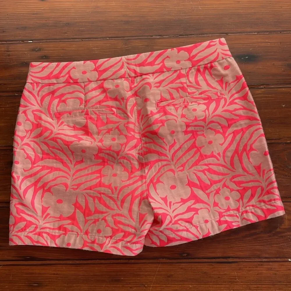 J. Crew botanical plumeria relief print jacquard side zip hi rise dress shorts 2